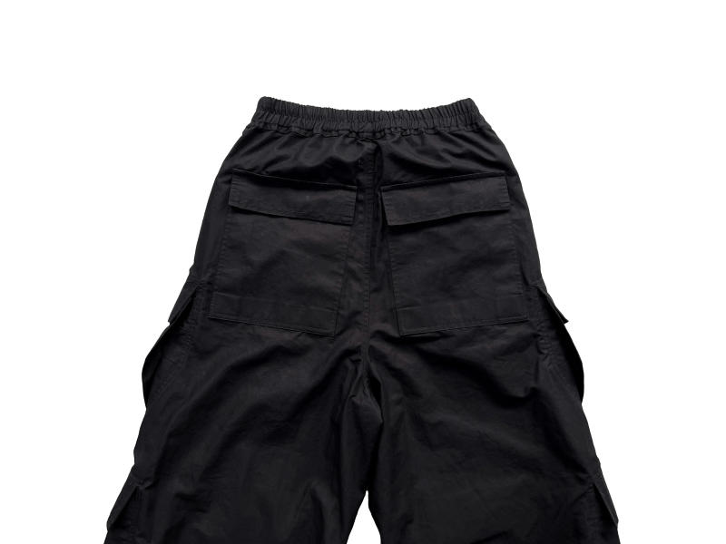 Description Picture 3 of itemRick Flared Pants Pleated Loose Solid Color Trousers Unisex Pants Straight Casual Drawstring Wide Leg Loose Pants