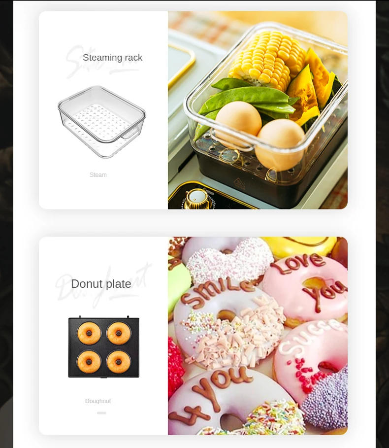 Description Picture 6 of itemMultifunctional breakfast machine four-in-one light food  home waffle  toast press  sandwich