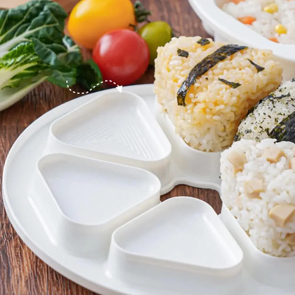 Description Picture 6 of item6 Grids Japanese Onigiri Maker Press Non-sticky DIY Plastic Triangle Rice Ball Sushi Making Tool Mold Bento Tools