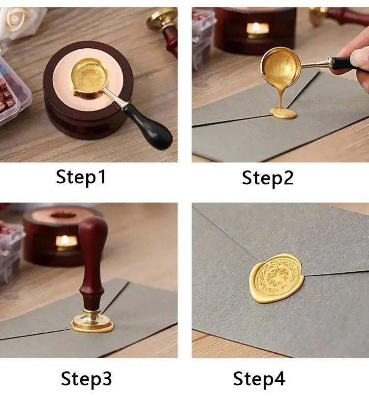 Description Picture 4 of item200 Pcs Wax Print Beads Wax Seal for Stamps Wax Lacquer for Seals Retro Sealing Gold Wedding Birthday Lacre for Card Making