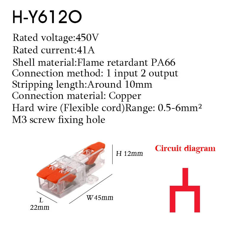 Description Picture 5 of itemWire Connectors 1 2 3 Pin Splitter Led Electric Push in Terminal Blocks Quick Connector Conductor Cable Junction Box 0.5-6mm²