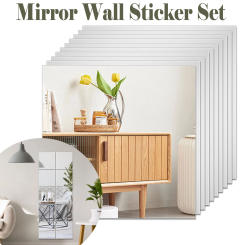 Self Adhesive Mirror Sheets Flexible Non Glass Mirrors Removable Mirror Wall Stickers Home Room Bedroom 3D Wall Decor 30x30cm