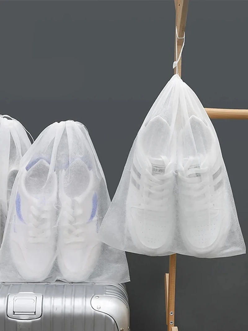 Description Picture 2 of item10Pcs/Set Shoe Dust Covers Travel Pouch Shoe Bags Non-Woven Dustproof Drawstring Clear Storage Bag Drying Shoes Protect Shoes