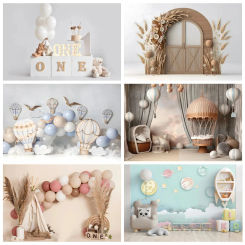 Newborn 1st Birthday Party Customized Decoration Photography Backdrop Colorful Balloon Boy Girl  Baby Shower Photo Background