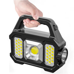500lm Rechargeable Flashlight Waterproof 6 Gears Flashlight Portable Powerful Lantern Solar USB Charging for Camping Items