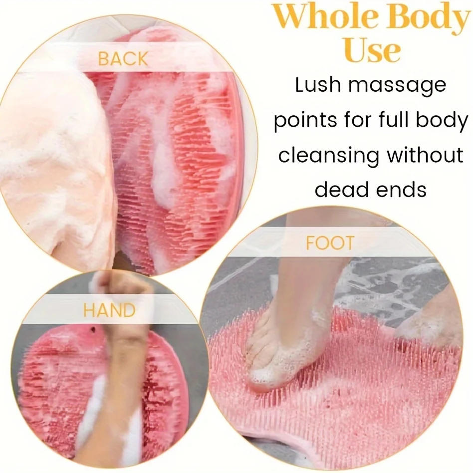 Description Picture 4 of itemSilicone Exfoliating Shower Massage Scraper Non-Slip Bath Scrub Pad Foot Wash Brush Bathroom Tool Mat Rub Back Sucker Brushes