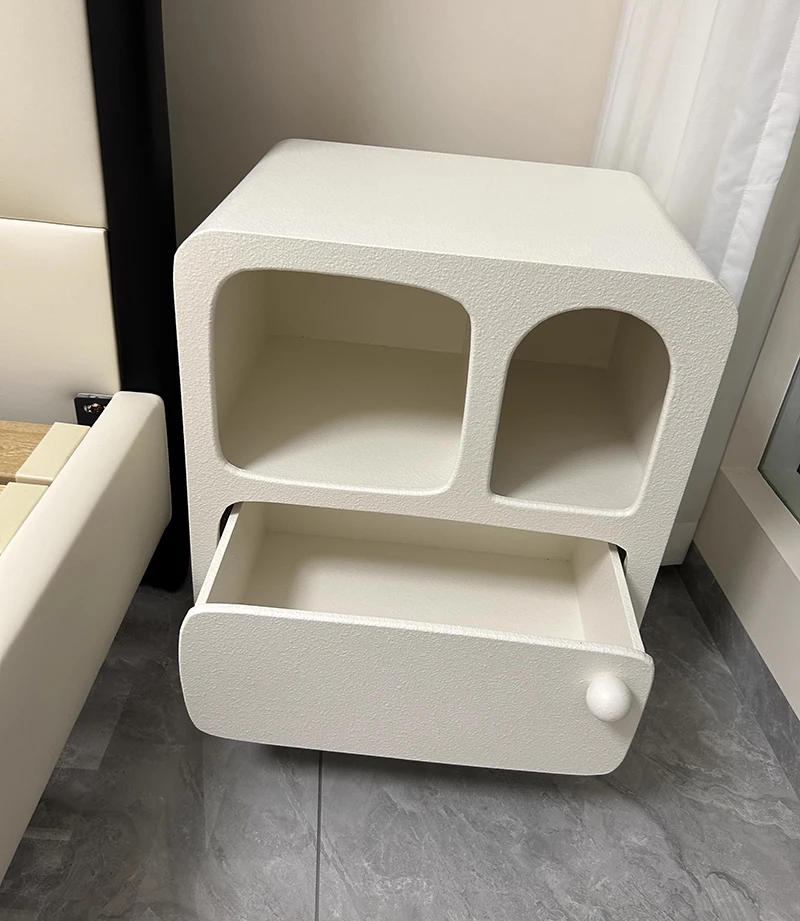 Description Picture 5 of itemFrench Retro Nightstand Bedroom Furniture Night Table Creative Cream Style Household Design Upscale White Bedside Table