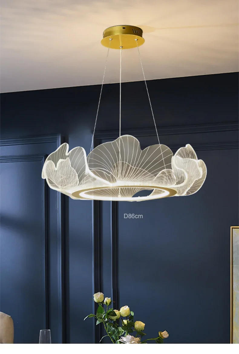 Description Picture 6 of itemModern Nordic Light Luxury Lotus Leaf Chandelier Postmodern Minimalist Living Room Dining Room Bedroom Pendant Lamp