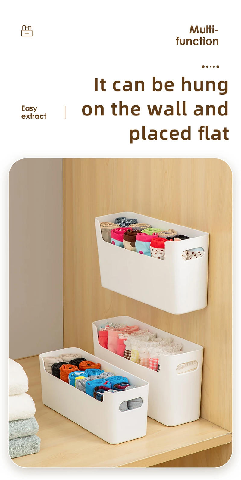 Description Picture 5 of itemWORTHBUY Underwear Bra Socks Plastic Storage Organizer Wall Mounted Cabinet Storage Organizer Drawers Storage Box For Bedroom