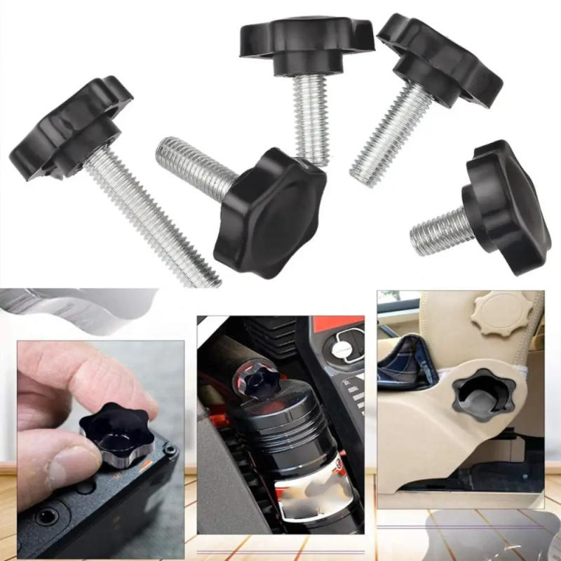 Description Picture 2 of item5PCS Professional Plum Blossom Handle Hex Handle Screw Star Shape High Quality Knob Tightening Screw Black Fasteners Hand Screws