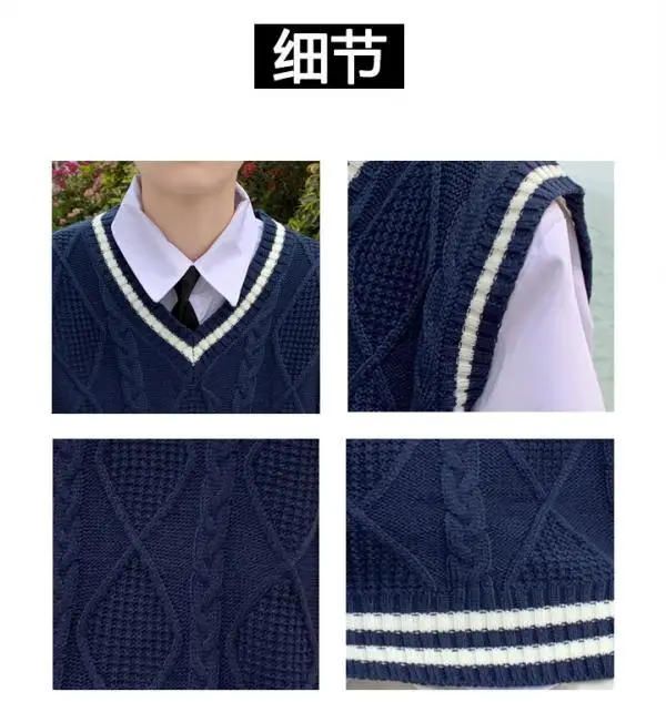 Description Picture 2 of item2023 Autumn Winter Men's Sleeveless Man Vest Warm Jumper Knitted Waistcoats Casual Men Pullovers Sweater Vest Clothing C60