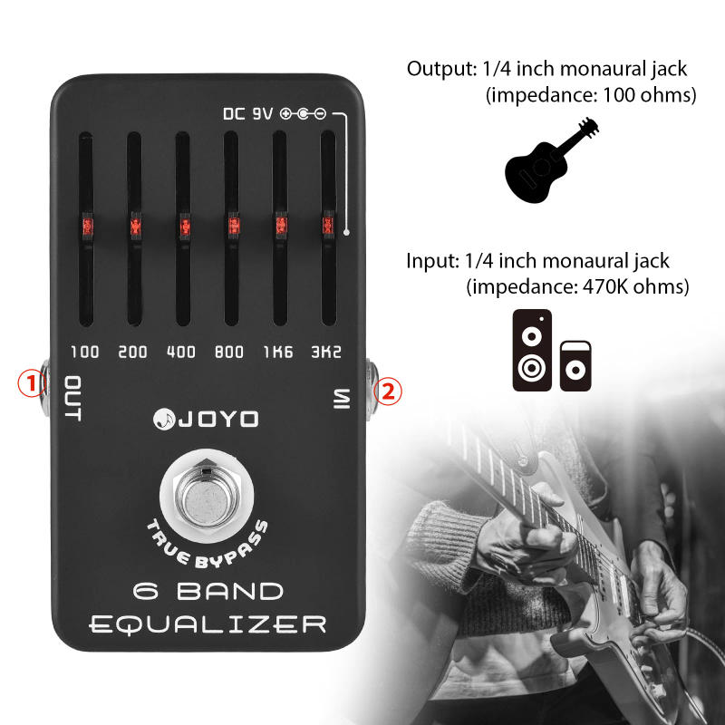 Description Picture 6 of itemJOYO 6 Band EQ Guitar Pedal Equalizer Effect Pedal for Electric Guitar Effect Pedal True Bypass DC 9V Battery Supported 6.35mm