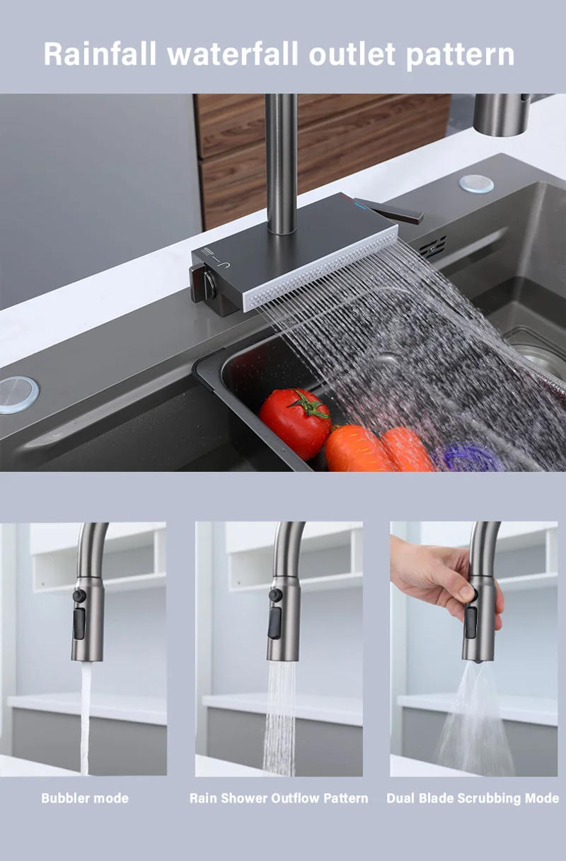 Description Picture 4 of itemKitchen pull-out stainless steel faucet, pull-out design, multi-functional pressurized spout, hot and cold dual control