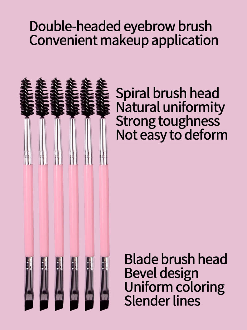Description Picture 5 of item5PCS multi-functional pink double-headed mascara brush, eyebrow brush, beginner's eye makeup tool mascara curl makeup brush