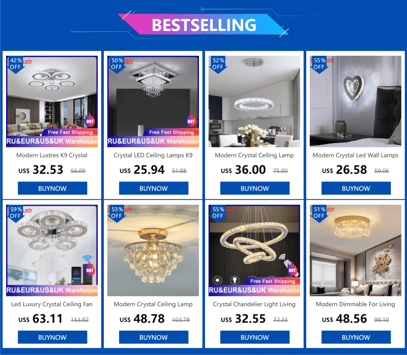 Description Picture 2 of itemLuxury Crystal Ceiling Chandelier Light Home Appliance Led Ceiling Lamp for Bedroom Pendant Lighting Fixtures Indoor люстра пото