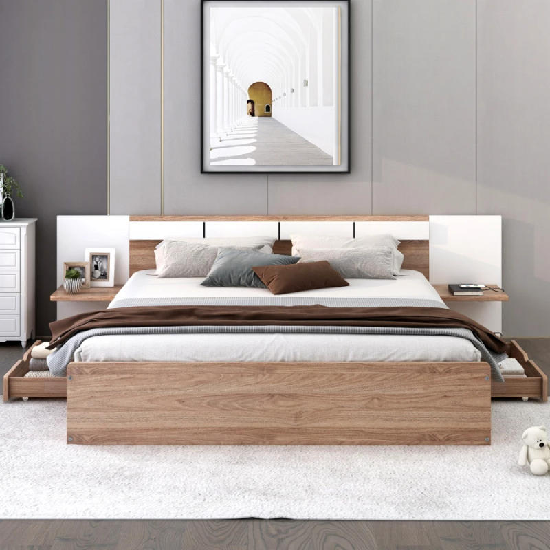 Description Picture 6 of itemQueen Size Platform Bed with Headboard, Drawers, Shelves,Ports and Sockets