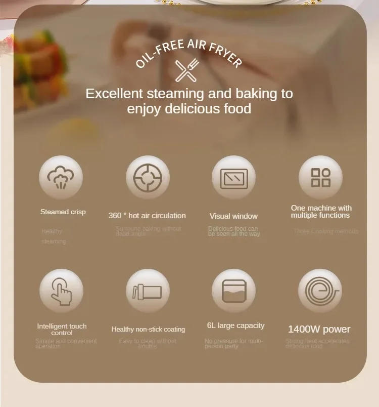 Description Picture 3 of item220V  Visual Air Fryer Home Large Capacity Steam Deep Frying Pan Official Flag Store Automatic French Fries Fried Chicken Smart