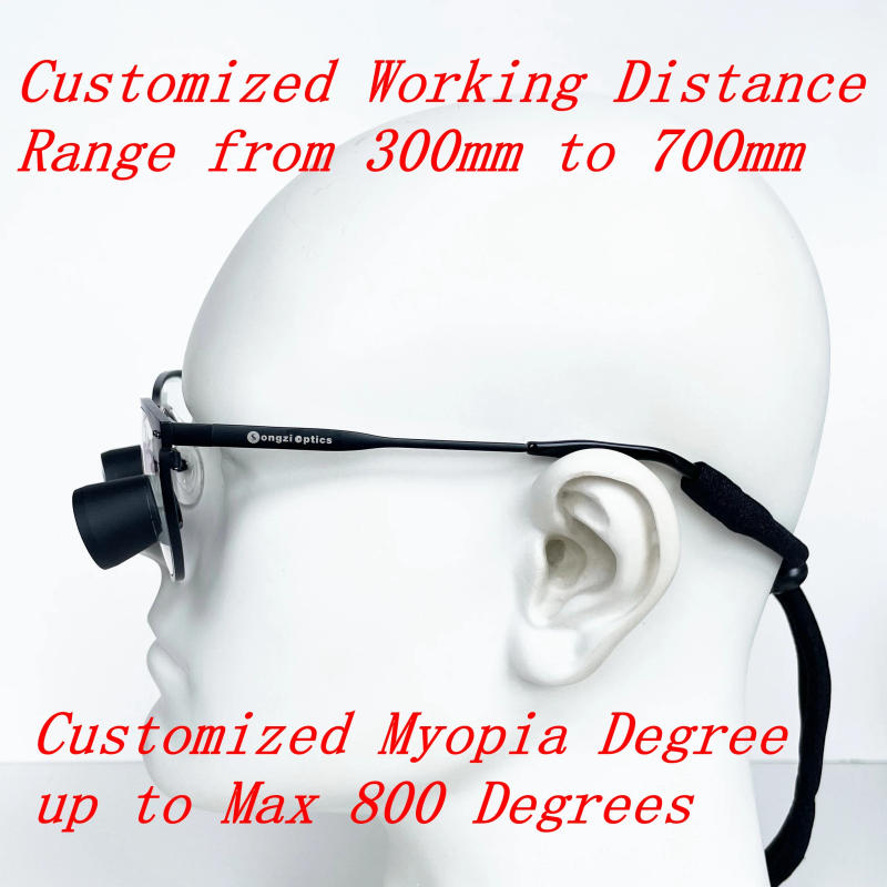 Description Picture 2 of itemMini Telescopes 2.5X 3X 3.5X Optional Black Titanium Frame TTL Dental Surgical Loupes Customized Working Distance