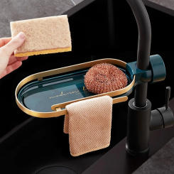 Self-designed Luxury Faucet Shelves Kitchen Bathroom Sink Sponge Rags Draining Rack Storage Racks Bathroom Accessories