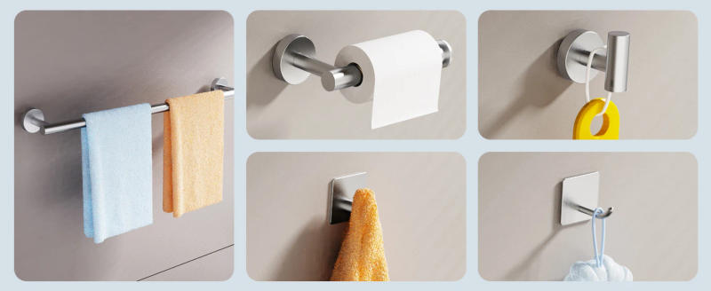 Description Picture 5 of itemStainless Steel Bathroom Hardware Set Robe Hook Towel Rail Bar Rack Bar Shelf Tissue Paper Holder Holder Bathroom