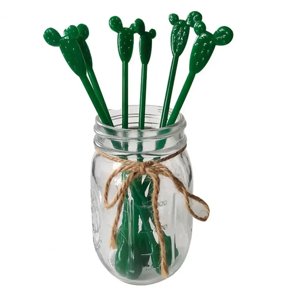 Description Picture 4 of item6PCS Cactus Stirring Stick Milk Tea Juice Ccoffee Long Handle Stirring Spoon Plastic Creative Fun Cocktail Swizzle Stick