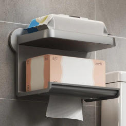 Creative Plastic Paper Towel Holder Fashion Wall Mounted Bathroom Shelf No Punching Mobile Phone Rack Toilet Accessories