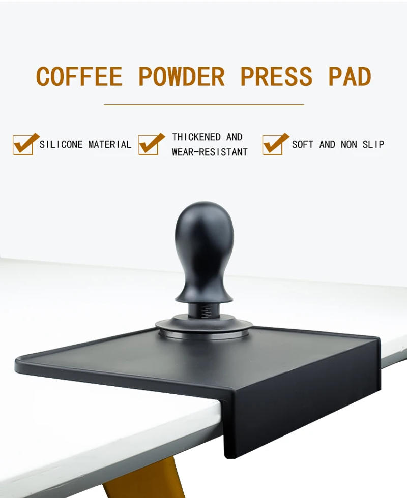 Description Picture 2 of itemAnti-skid Coffee Tamper Mat Food Grade Silicone Pad Espresso Coffee Tamping Corner Black Thicken Mat