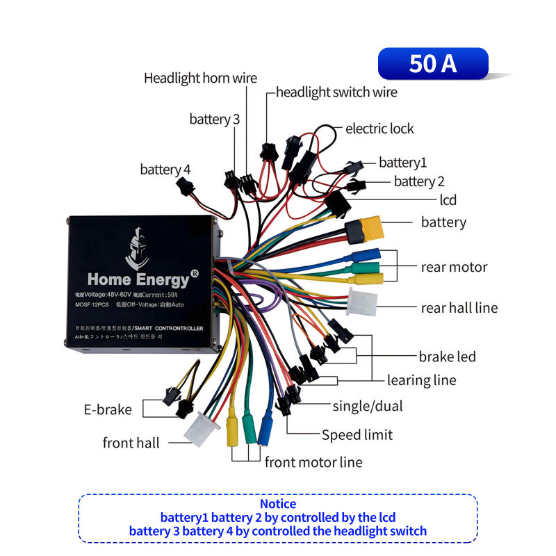 Description Picture 4 of itemElectric Bicycle Dual Drive Controller 48v60v72v 50A70A90A120A160A Waterproof Cable for Electric Motorcycle Scooter LCD Display
