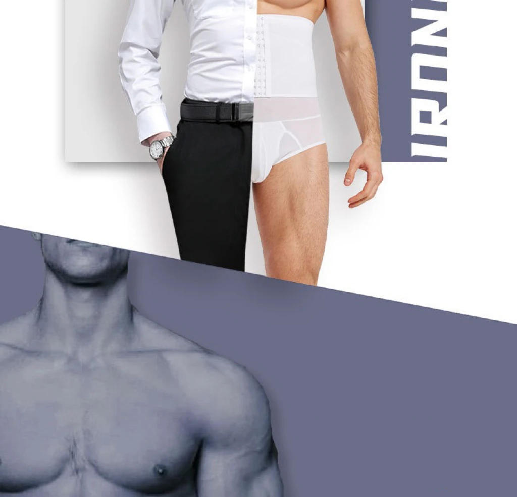Description Picture 6 of item1pcs Men Body Shaper Pant High waist girdling Panties Three Row Buckle Shapewear Underwear Tummy Slimming Panties Waist Trainer