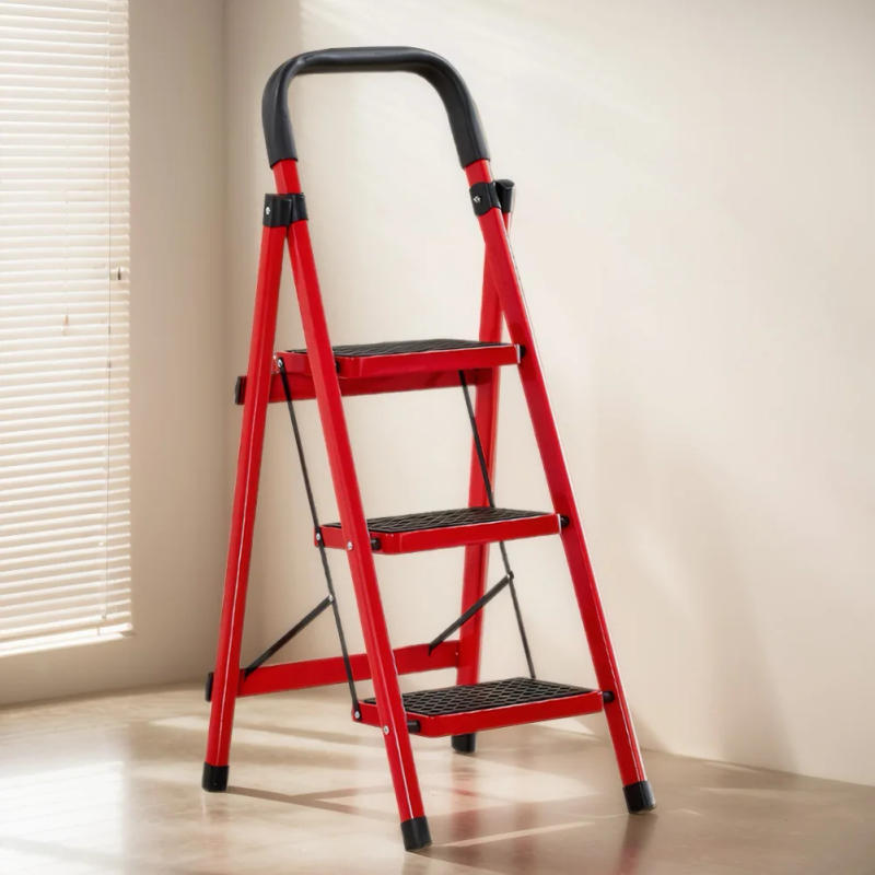 Description Picture 5 of item3 Step Folding Ladder Sturdy Steel Ladder House Ladder 300 Lbs Load Capacity Sturdy& Portable Household Step Stool Storage Shelf