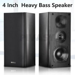 4 Inch Subwoofer Speaker Passive Bookshelf HiFi Speaker Three-Way Surround Sound Speaker Sound Box Power 60W Speaker A Pair