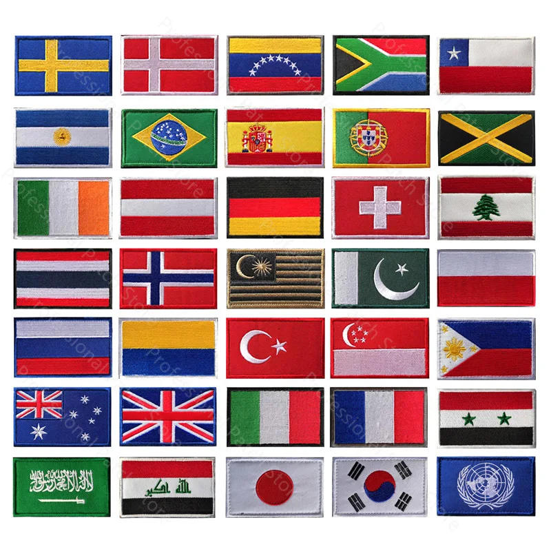 Description Picture 2 of itemFlag Embroidery Patch Russia Spain Turkey France EU Tactical Military Patch Army Backpack Fabric Decoration Patches on Clothes