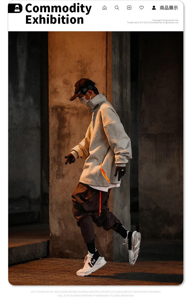 Description Picture 2 of itemUnisex spring Men's clothes Harajuku Loose Technology oversize Trendy HipHop Cargo jogger pants Multi-pocket Drawstring Overalls
