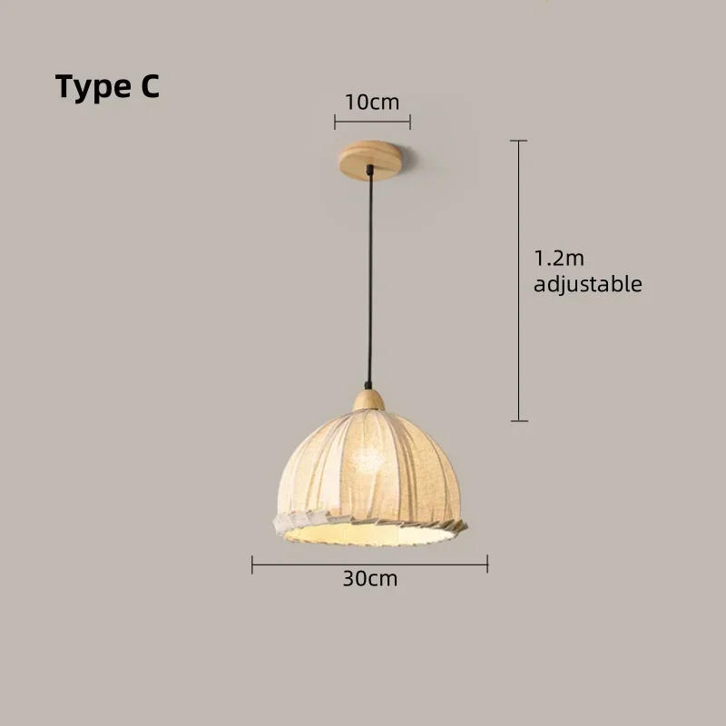 Description Picture 5 of itemJapanese LED Pendant Light Retro Fabric Lotus Shape Homestay Tea Room Restaurant Hanging Lamp Decoration Lighting Fixtures
