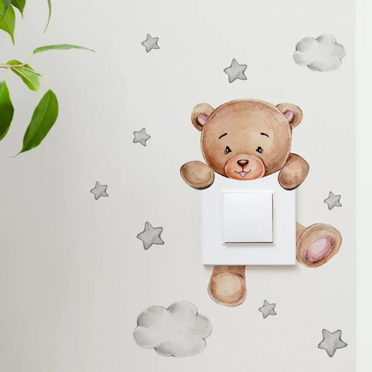 Description Picture 4 of itemCute Giraffe Bear Elephant Star Switch Sticker Kid Baby Bedroom Decoration Self-adhesive Home Decor Wallpaper Child Wall Decals