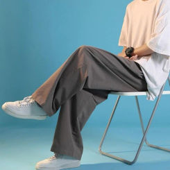 Men Casual Bottoms Men's Drawstring Elastic Waist Streetwear Sweatpants with Wide Leg Deep Crotch for Casual Sports Activities