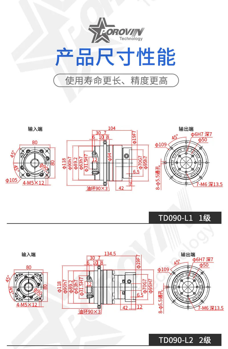 Description Picture 2 of itemFlange output Helical gear planetary gearbox reducer ratio 5:1 10:1 for 80 frame 750w AC servo motor input shaft 19mm
