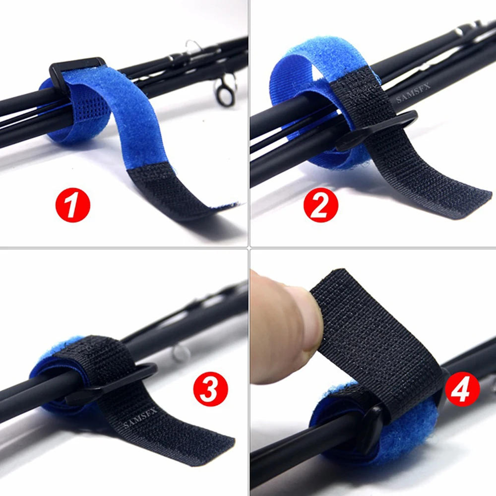 Description Picture 4 of itemFishing Rod Tie Holder Adjustable Cord Strap Reusable Cable Suspender Fastener Hook Loop Belt Tools Magic Tape Bandage Wrap Band