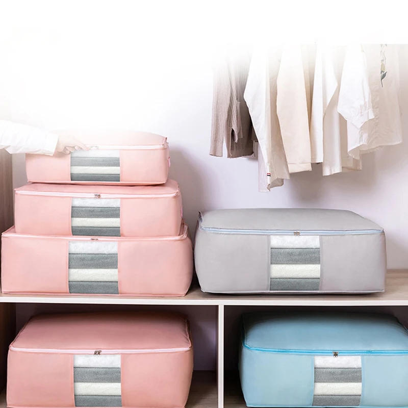 Description Picture 2 of itemFoldable Storage Bags for Clothes Non-Woven Clothing Organizer Wardrobe Closet Organizer for Pillow Quilt Blanket Storage