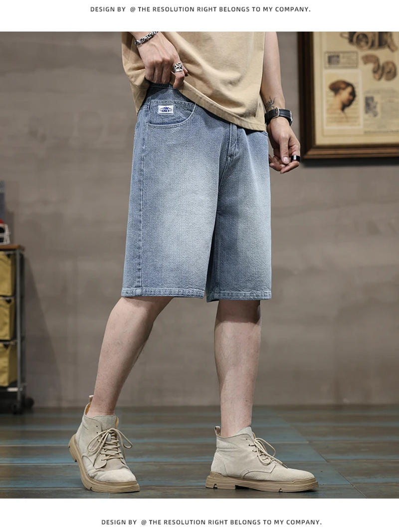 Description Picture 3 of item2024 Summer New Men's Starry Sky Pattern 5/4 Denim Shorts Skin friendly, Breathable, Loose, Soft and Comfortable Denim Shorts