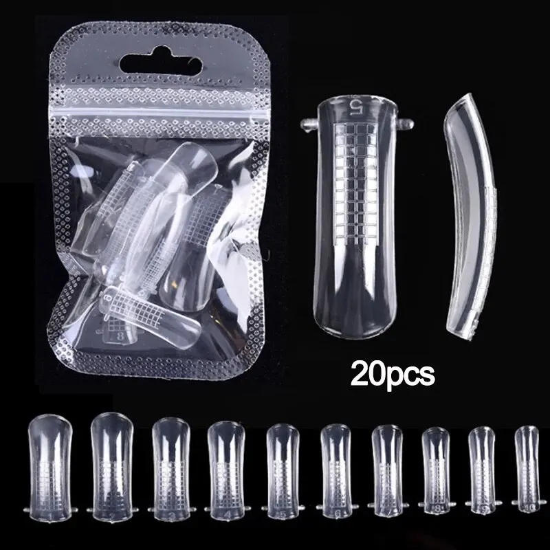 Description Picture 2 of item20/100Pcs Quick Building Nail Mold Tips For Acrylic Nails Clear Fake Nail Art Molds Nail Extension Builder Mold Manicure Tool