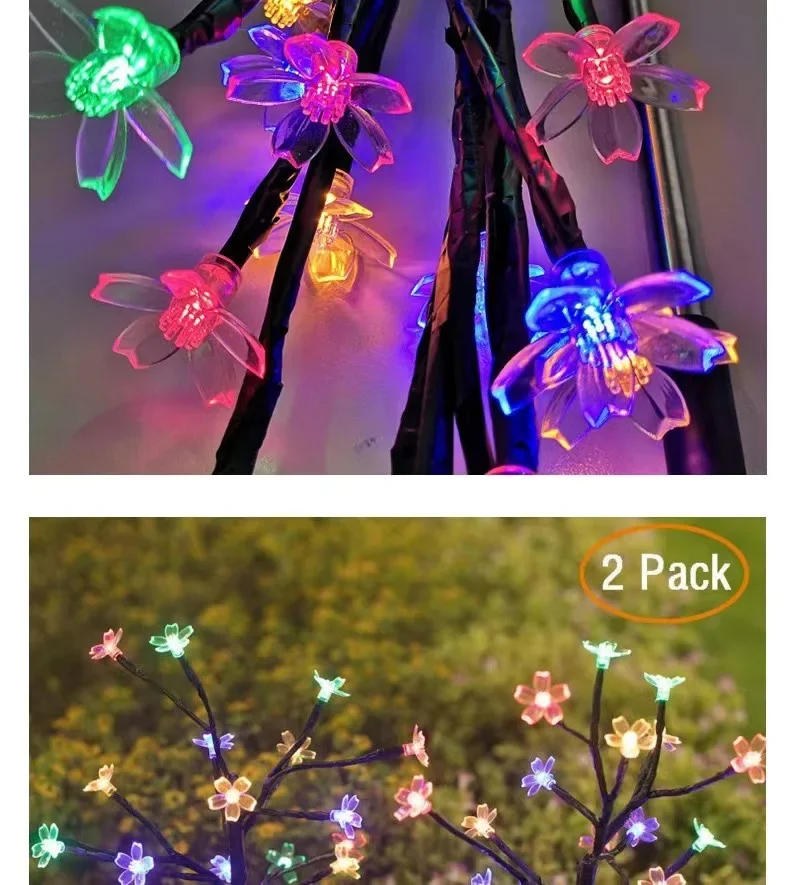 Description Picture 5 of itemSolar Powered Garden Lights Outdoor Christmas Decoration Cherry Blossom Flower Tree Waterproof for Lawn Landscape SunLight