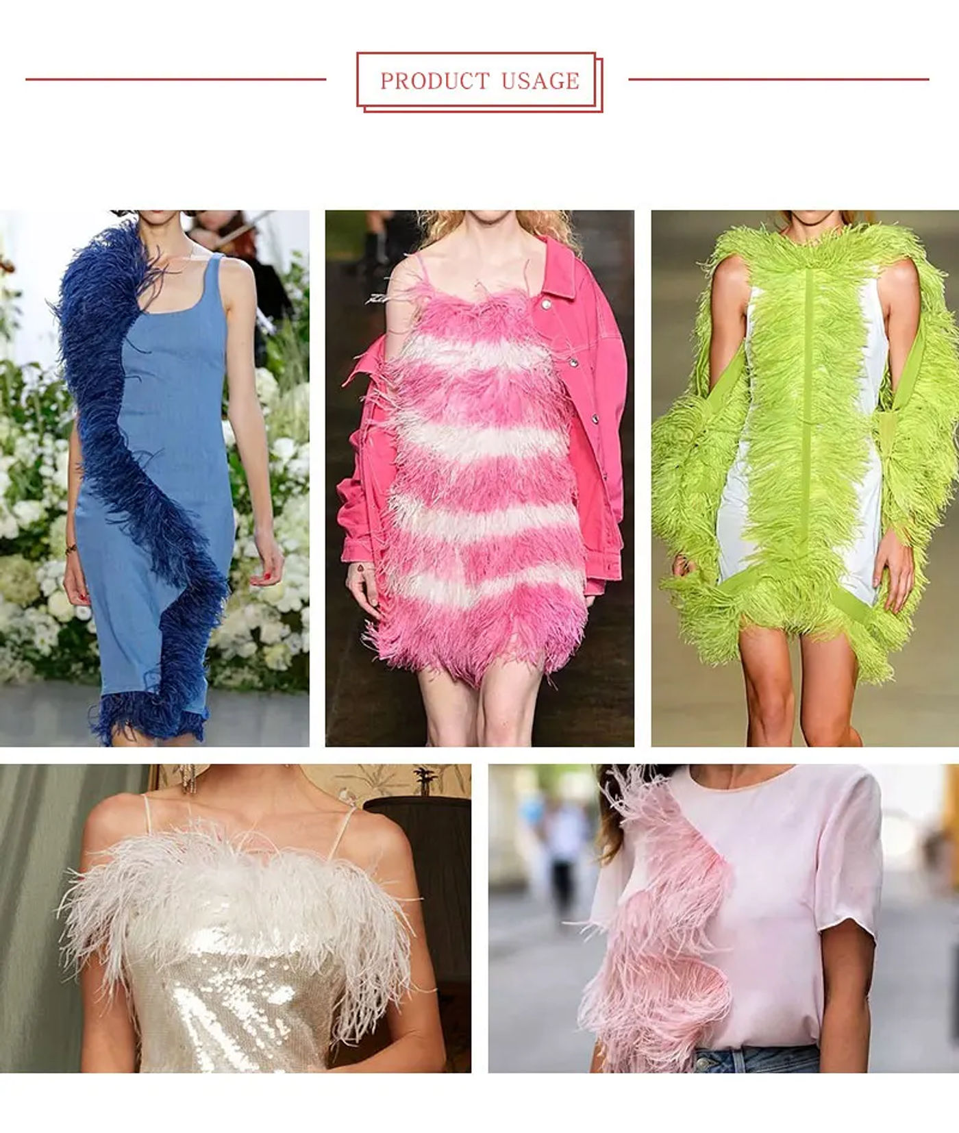 Description Picture 4 of item1Meter Fluffy White Ostrich Feathers Trim Fringe 8-10cm Feather Ribbon for Wedding Party Sewing Dress Clothing Decoration Crafts