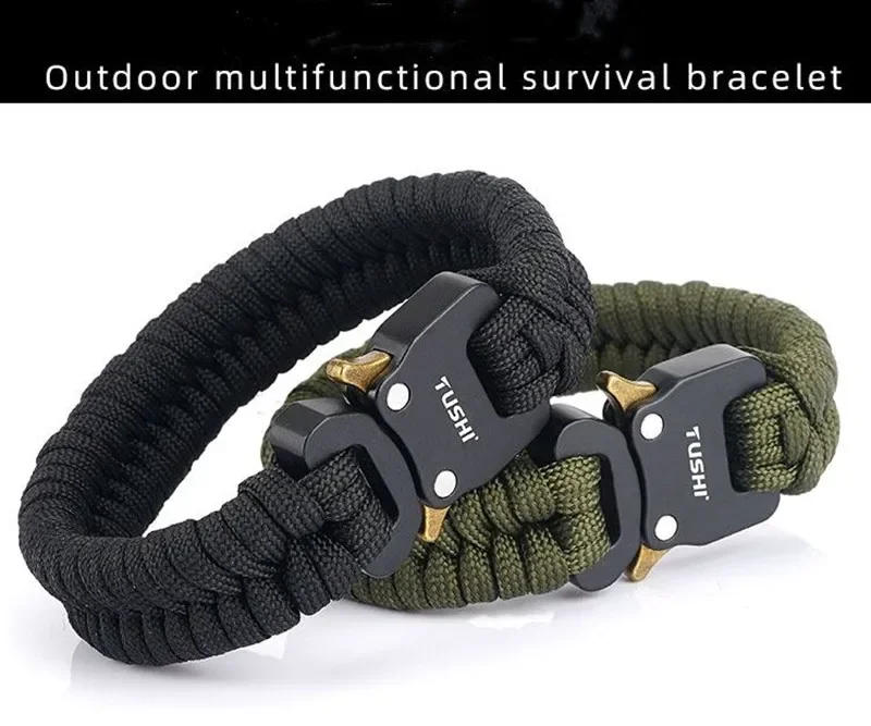 Description Picture 2 of itemOutdoor Travel Camping Hiking 7 Core Paracord Braided Weave Plastic Buckle Paracord Survival Bracelet