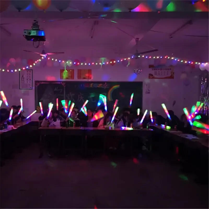Description Picture 5 of item10/15/20/30Pcs LED Glow Sticks Bulk Colorful RGB Glow Foam Stick Cheer Tube Light in The Dark for Party Concert Wedding Supplies