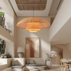 Vintage Rattan Pendant Light Restaurant Home Decor Dining Room Kitchen Chandelier Suspension Hanging Lamp Handmade Pendant Lamps