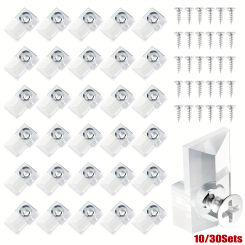 Mirror Holder Clips Glass Mirror Frame Retainer Clips Frameless Mirror Hanger Clips Mirror Hanging Kit with Screws for Wall Door