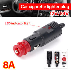 1Pc Universal 12V-24V 8A Car Vehicle Lighter Socket Plug Connector Car Cigarette Lighter Plug Accessory With LED Indicator Light