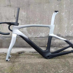 Silvery Black T1100 UD Carbon Fiber Disc Rim Brake Frame F14 Carbon Road Bike Frame Racing Bicycle Frameset BB68 With Handlebar