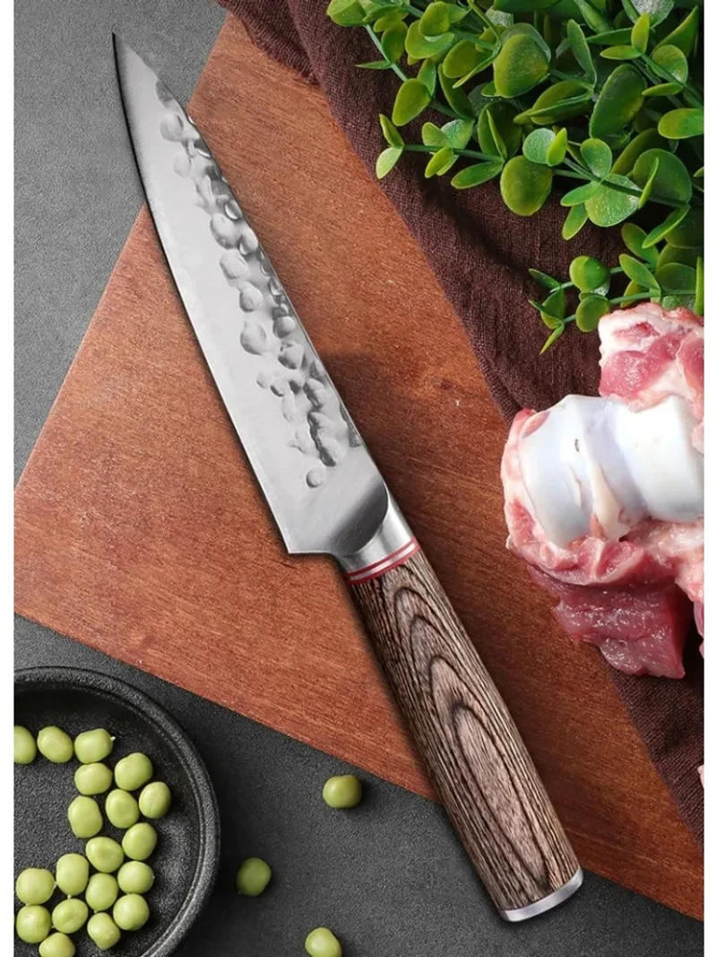 Description Picture 2 of item5inch Kitchen Boning Knife Handmade Forged Knife Meat Cleaver Stainless Steel Cooking Utility Knife Wooden Handle Kitchen Gadget